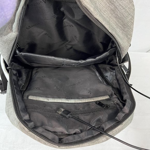 Mancro Gray Laptop Backpack Bag With USB Charging Port For Travel / Business - Picture 7 of 11